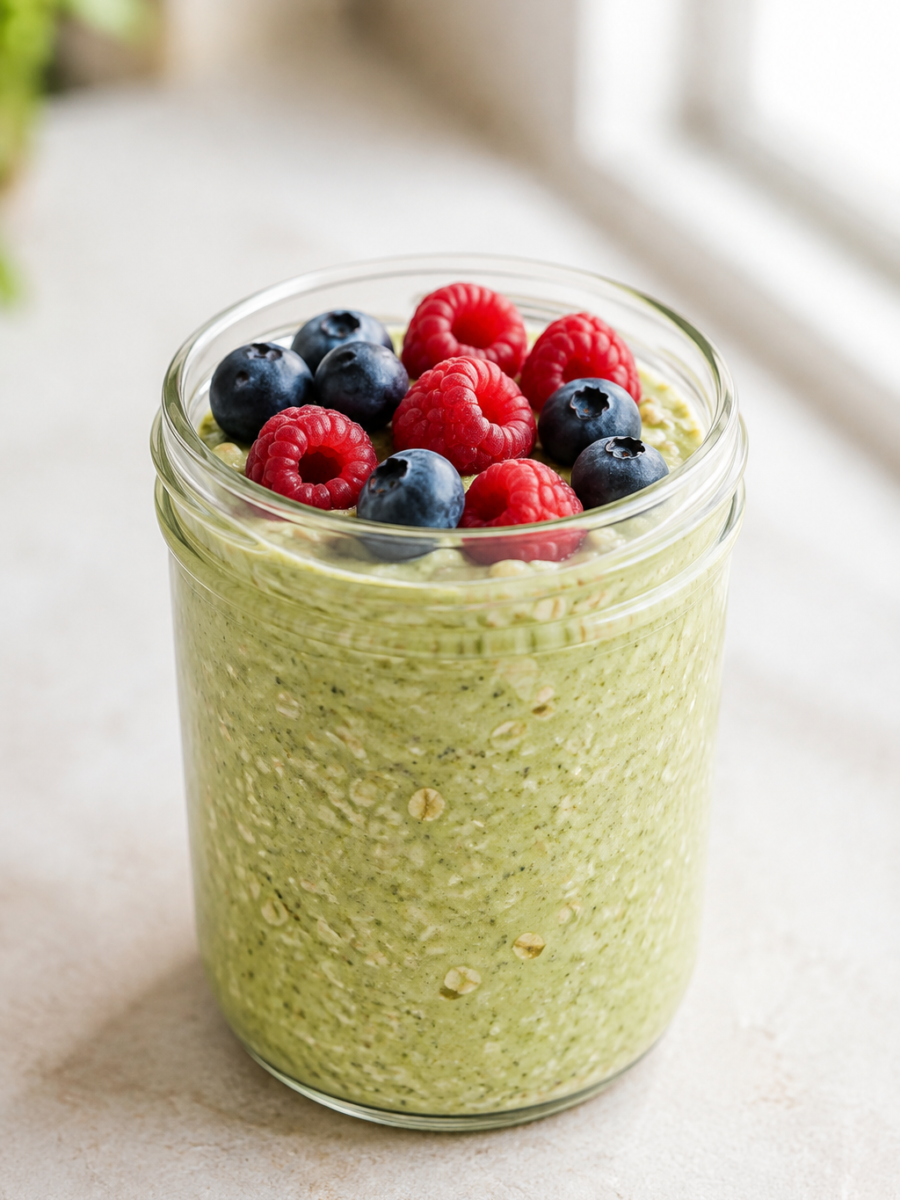 Matcha Overnight Oats mit Beeren