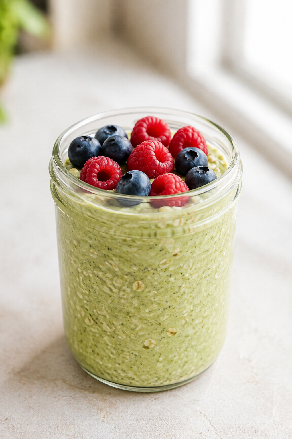 Matcha Overnight Oats mit Beeren