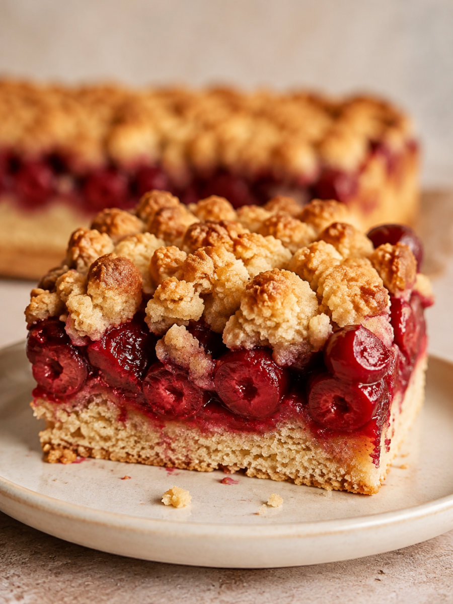 Glutenfreier Kirschkuchen mit Streuseln