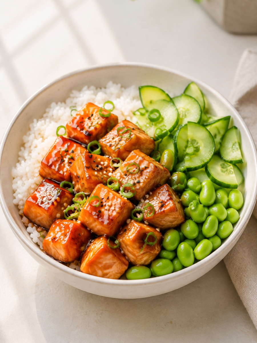 Honig-Sriracha-Lachs-Bowl