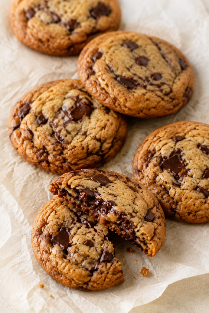 Glutenfreie Chocolate-Chip-Cookies fertig angerichtet