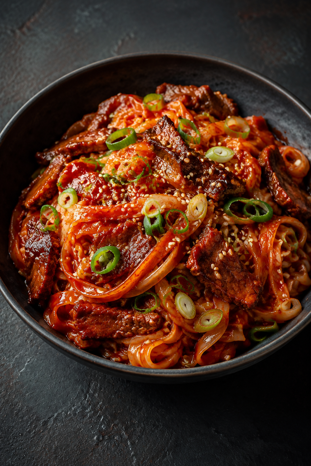 Scharfe Gochujang-Rindfleisch-Nudeln