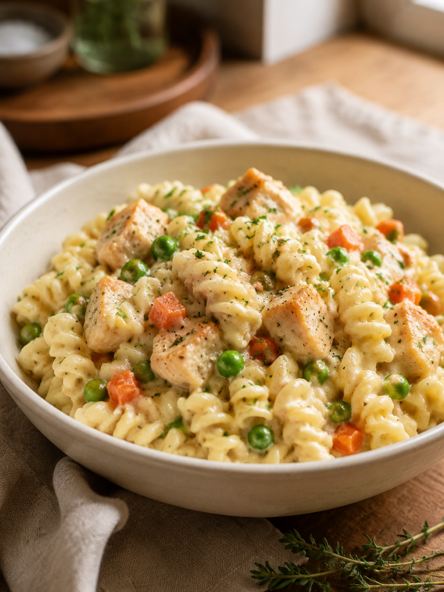 Cremige Chicken-Pot-Pie-Pasta
