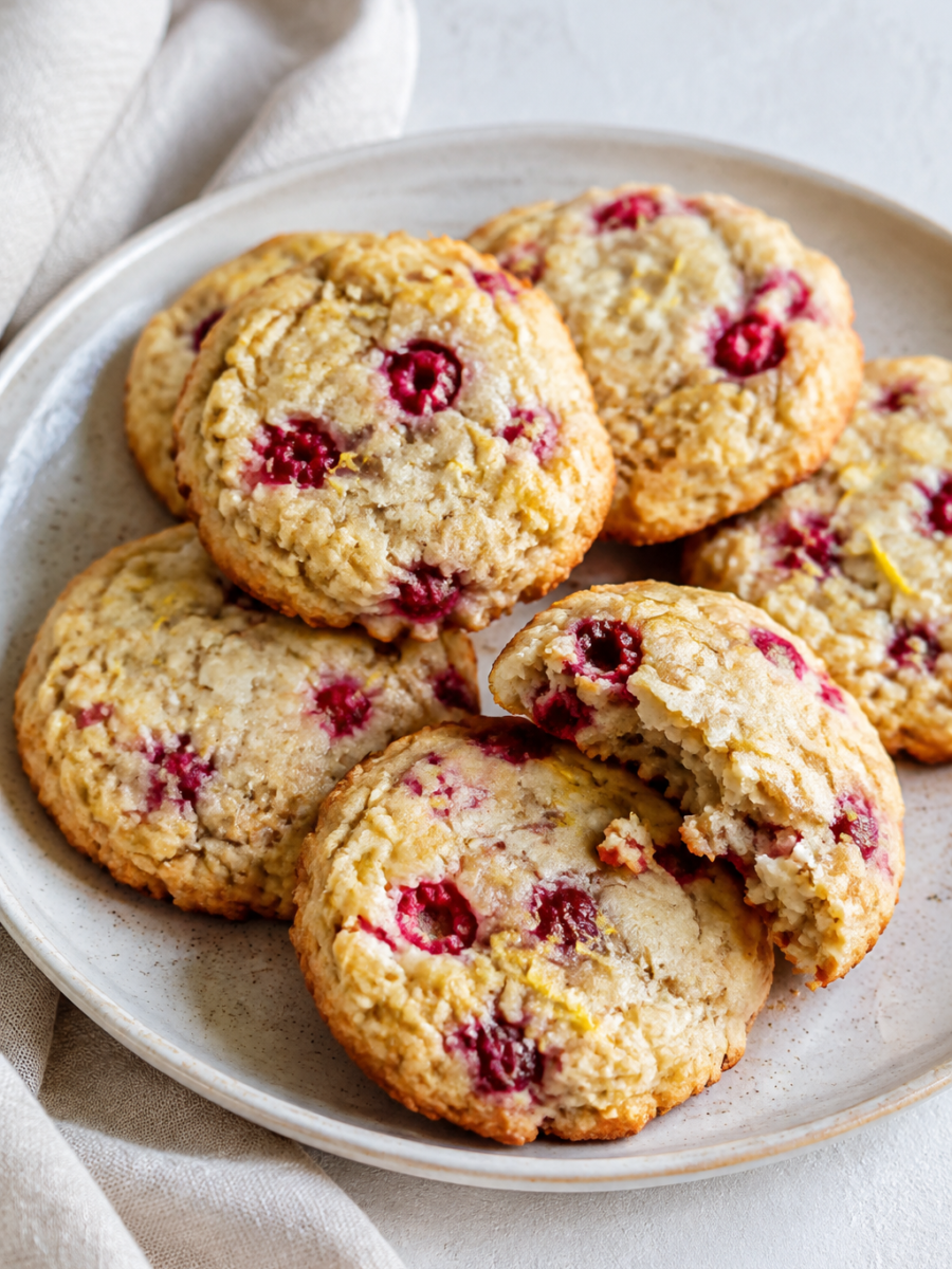 Zitronen-Himbeer-Cookies mit Hafermehl