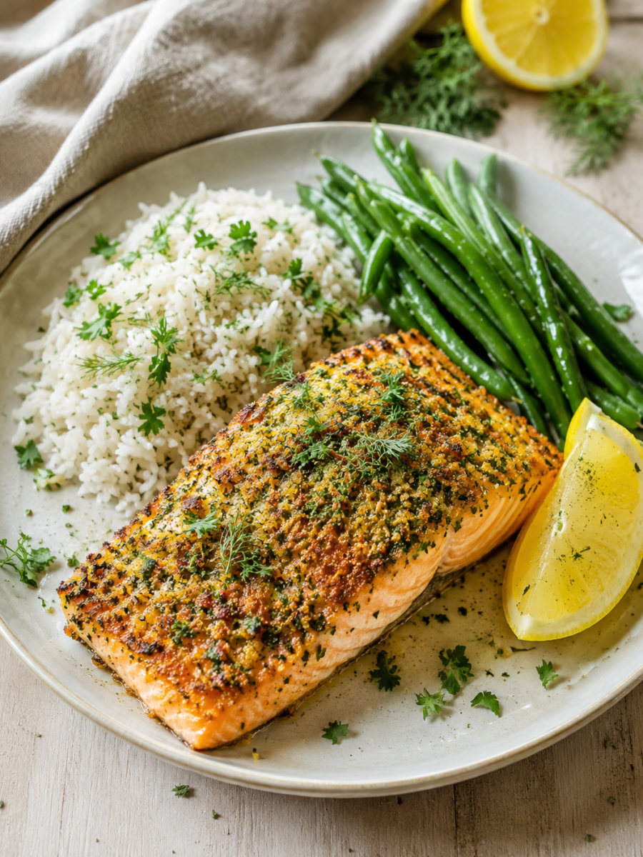 Airfryer-Lachs mit Zitronen-Kräuterkruste