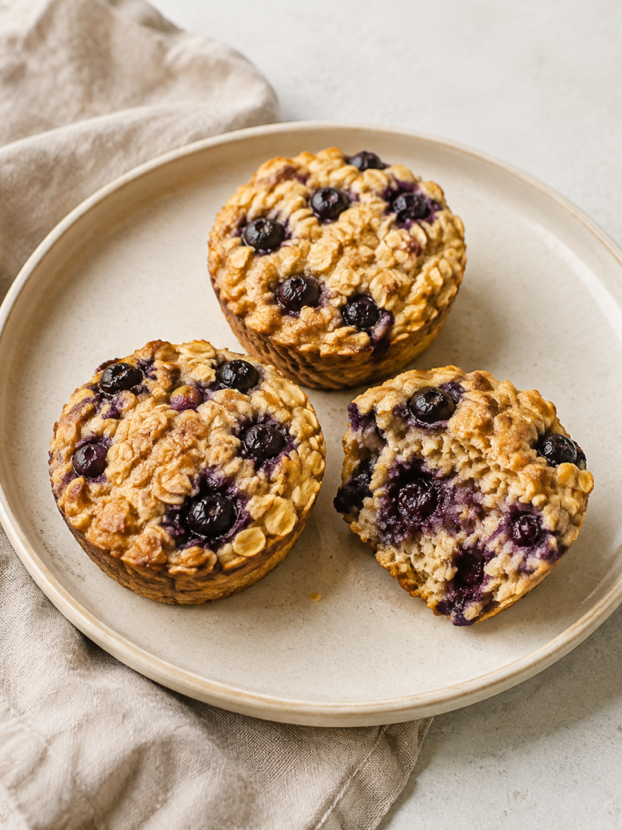 Blaubeer-Baked-Oatmeal-Cups fürs Meal Prep