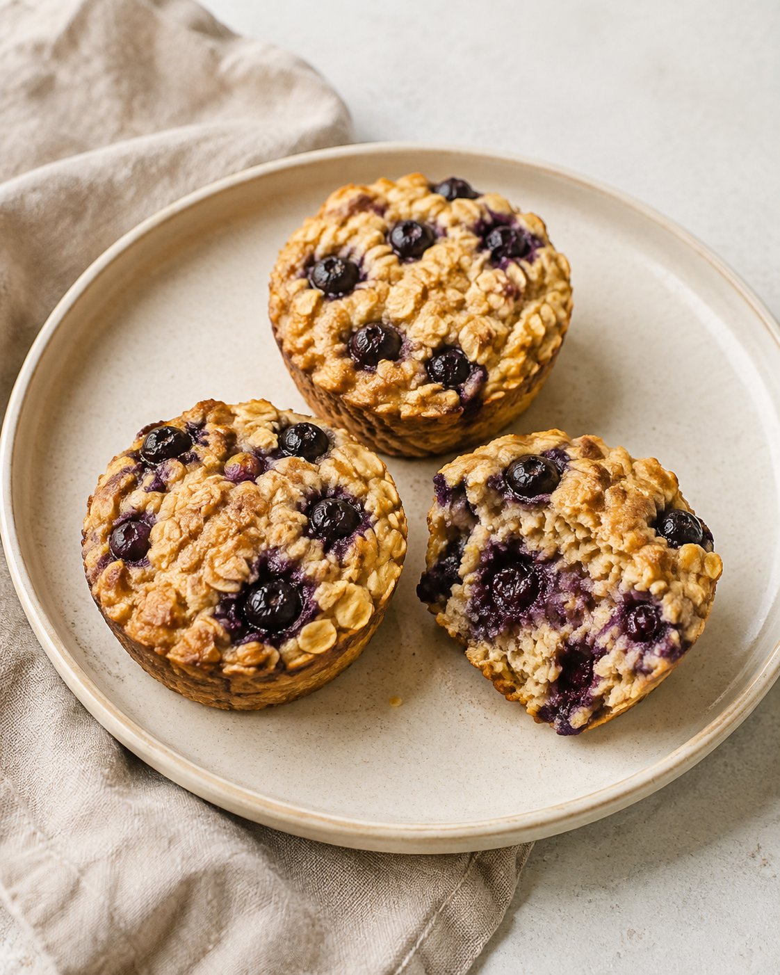 Blaubeer-Baked-Oatmeal-Cups fürs Meal Prep