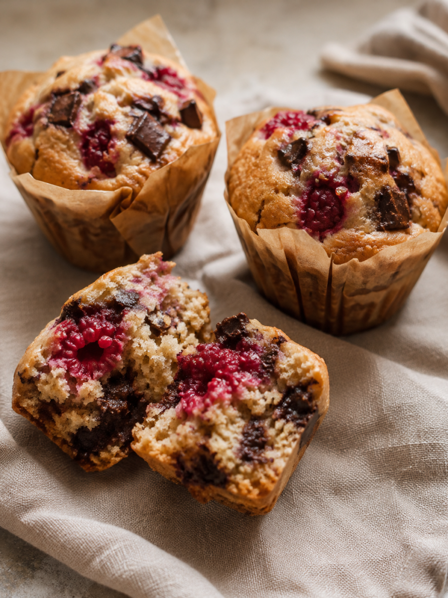 Saftige Himbeer-Schoko-Muffins