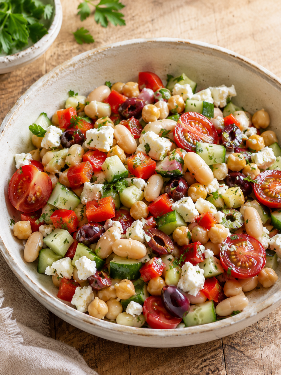 Mediterraner Bohnen-Feta-Salat fürs Meal Prep