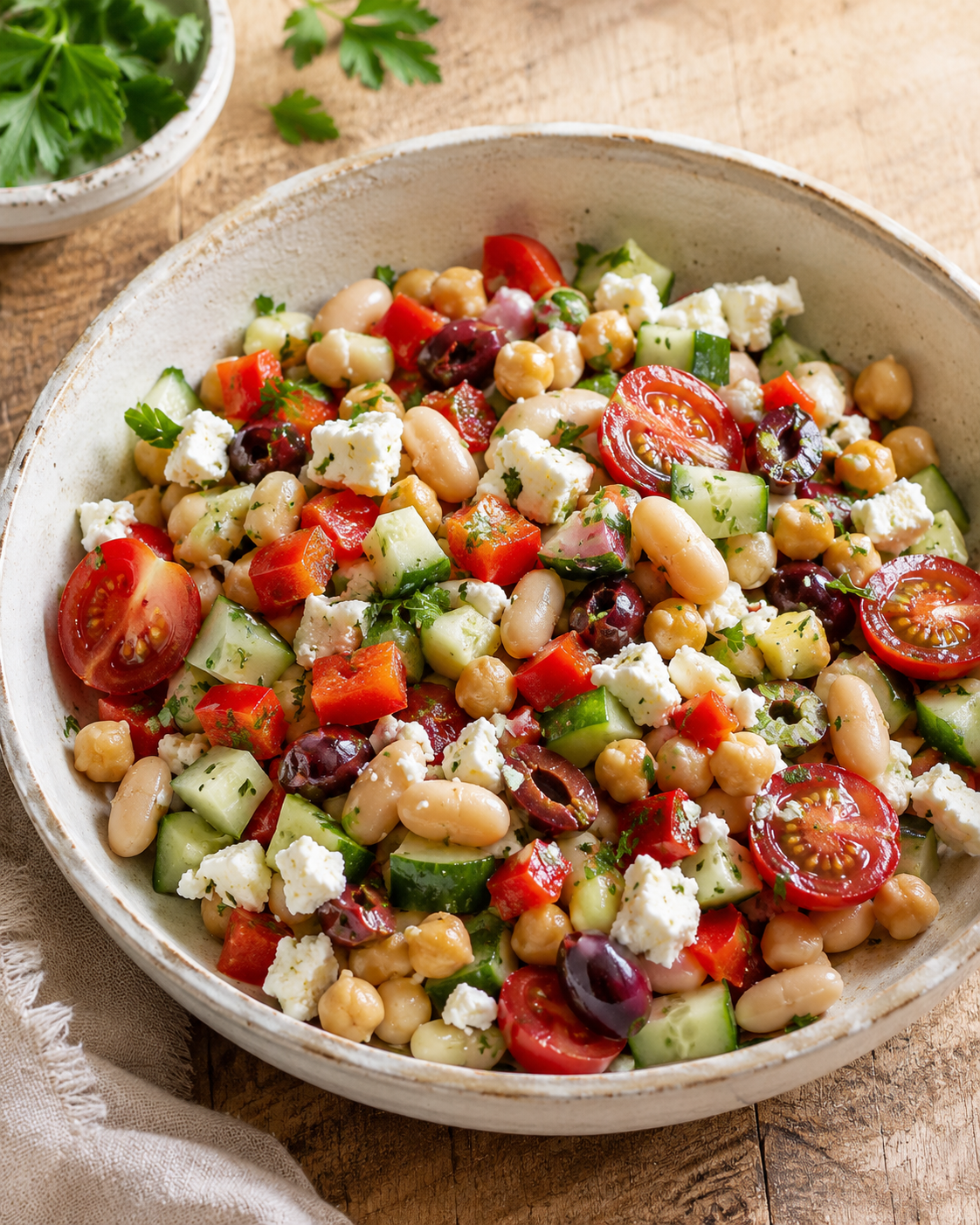 Mediterraner Bohnen-Feta-Salat fürs Meal Prep