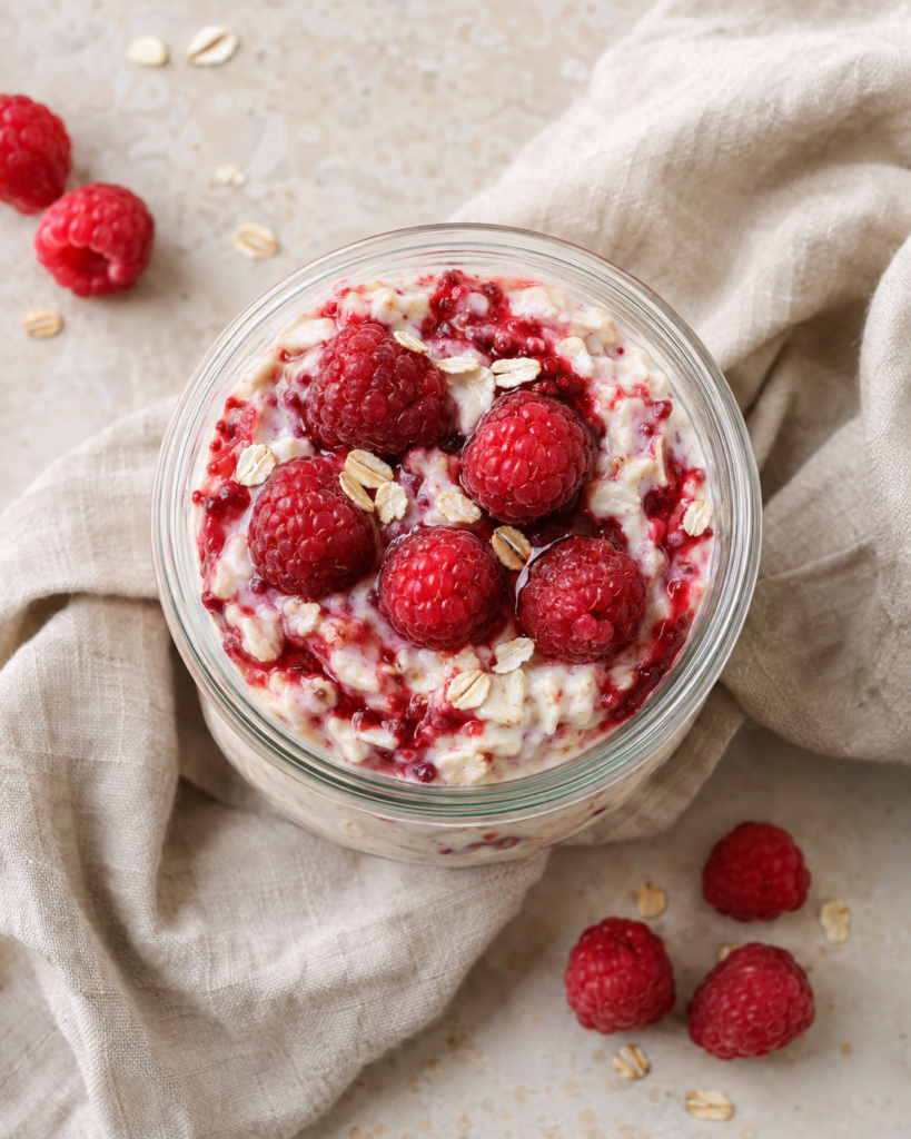Overnight Oats mit Himbeeren