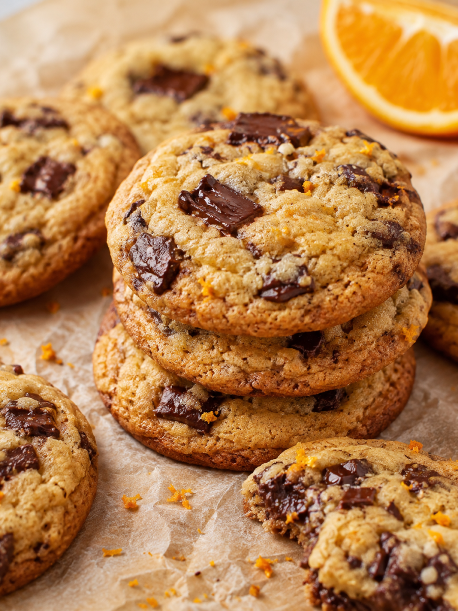 Orangen-Olivenöl-Cookies mit Schokolade