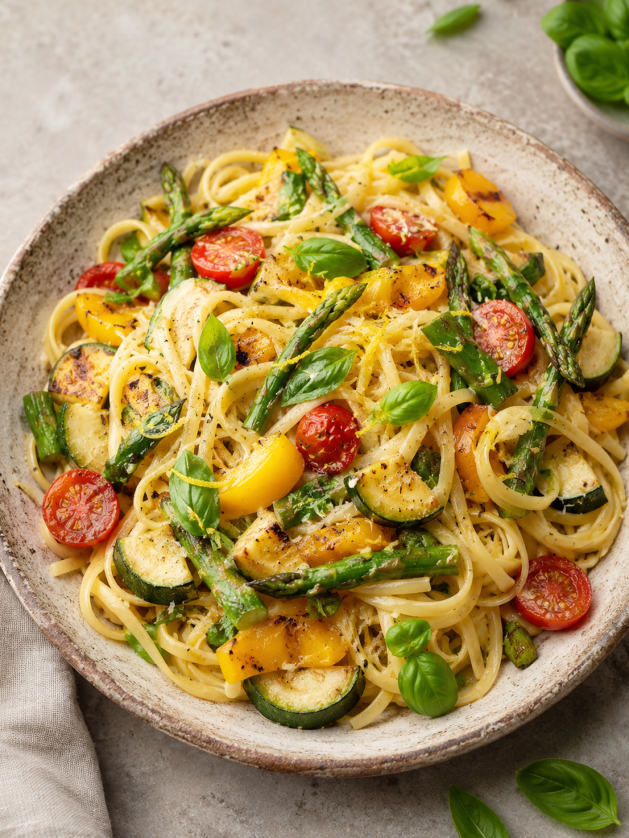 Pasta Primavera mit geröstetem Gemüse