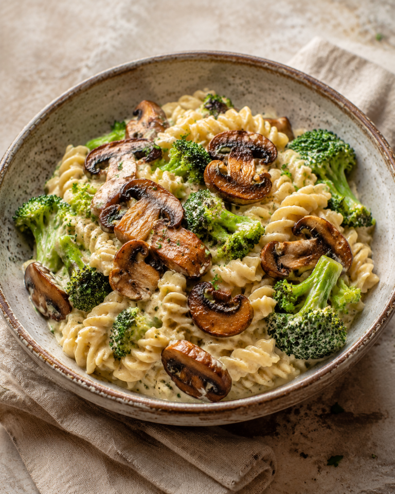 Cremige Pilz-Brokkoli-Pasta vegan