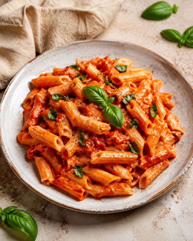 Cremige Tomaten-Basilikum-Pasta