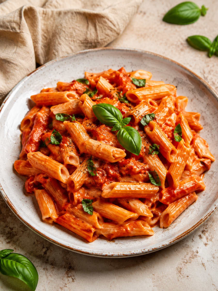 Cremige Tomaten-Basilikum-Pasta